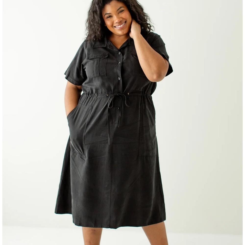 Black Button-Up Midi Dress